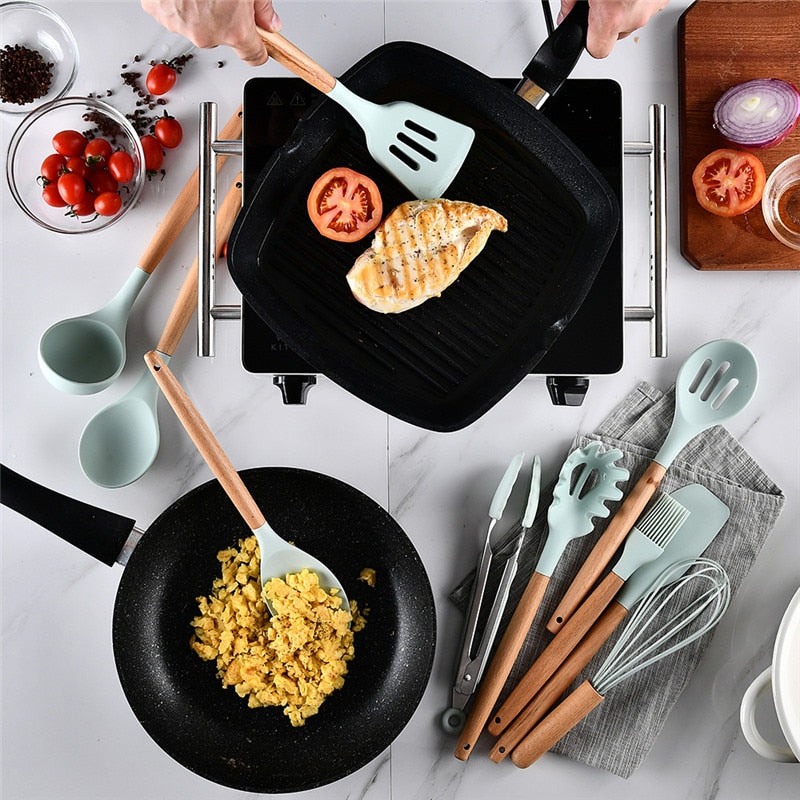 Kit de Utensílios Cozinha em Silicone - 12pcs