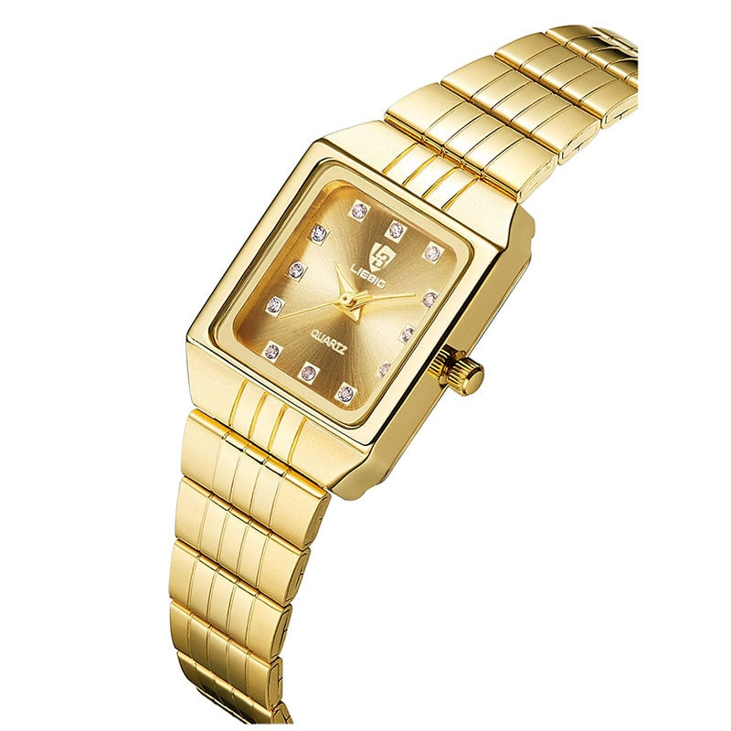 Relógio De Pulso Feminino Aço Inoxidável Dourado